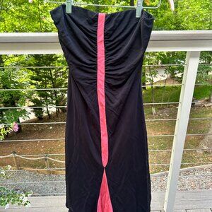 Vintage Yigal Azrouel Strapless LBD with Pink Stripe Dress (size 3)